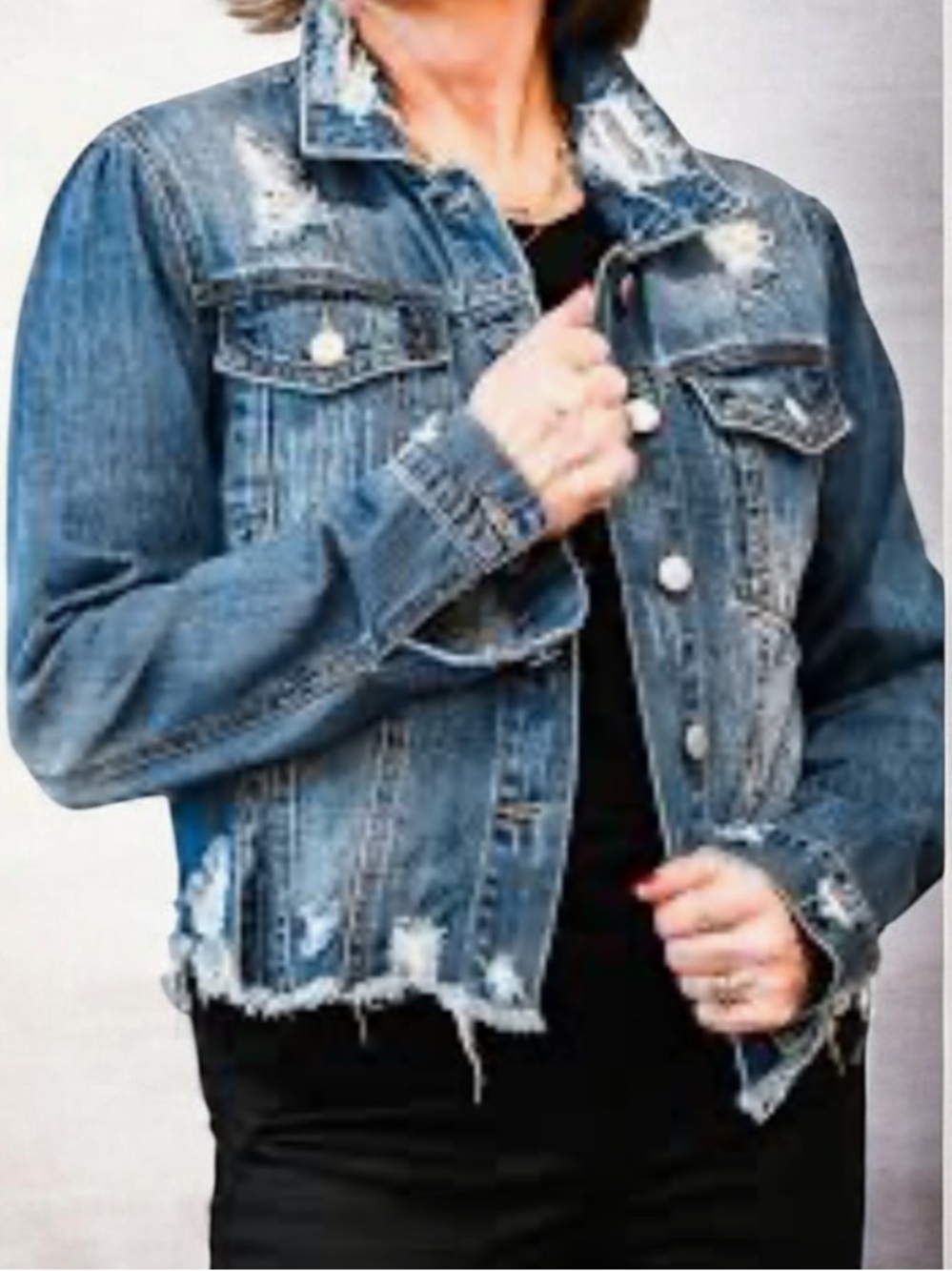 Cello Blue denim jacket distressed